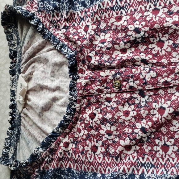 Lucky Brand Blue & Red Long Sleeve Boho Top Size M - Picture 11 of 12